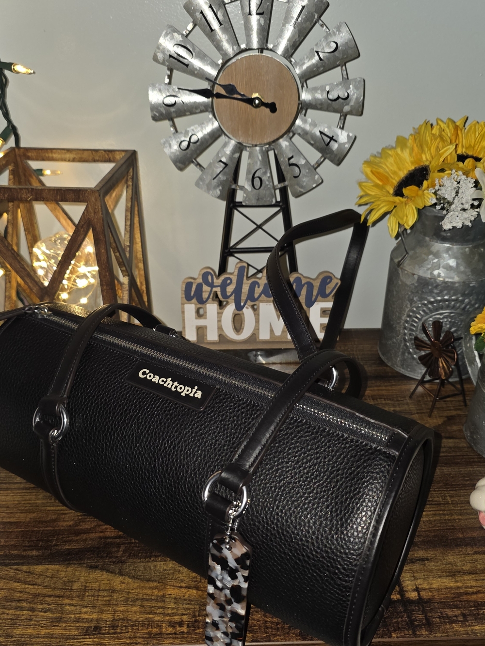 Coachtopia Black Pebbled Leather Mini Barrel Bag